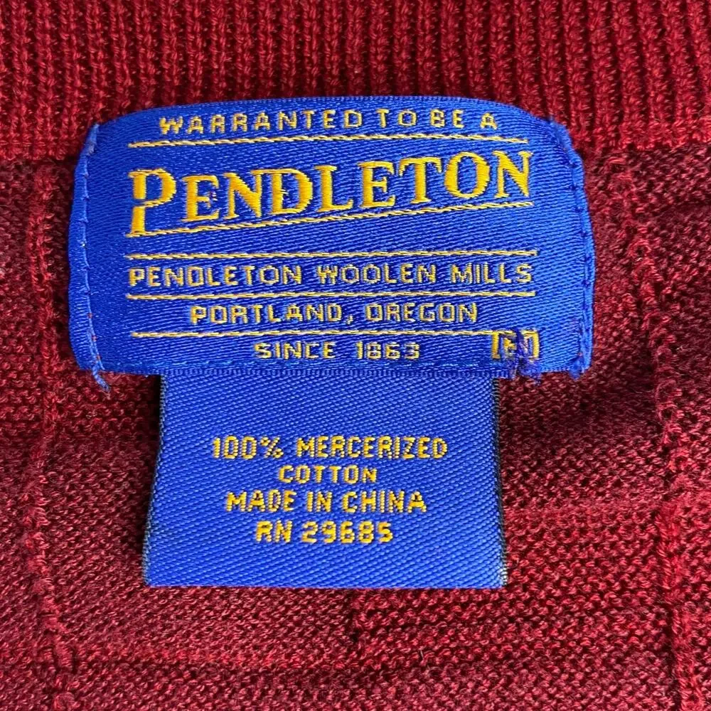 Pendleton Mercerized Cotton V-Neck Brick Red Sweater Size Medium